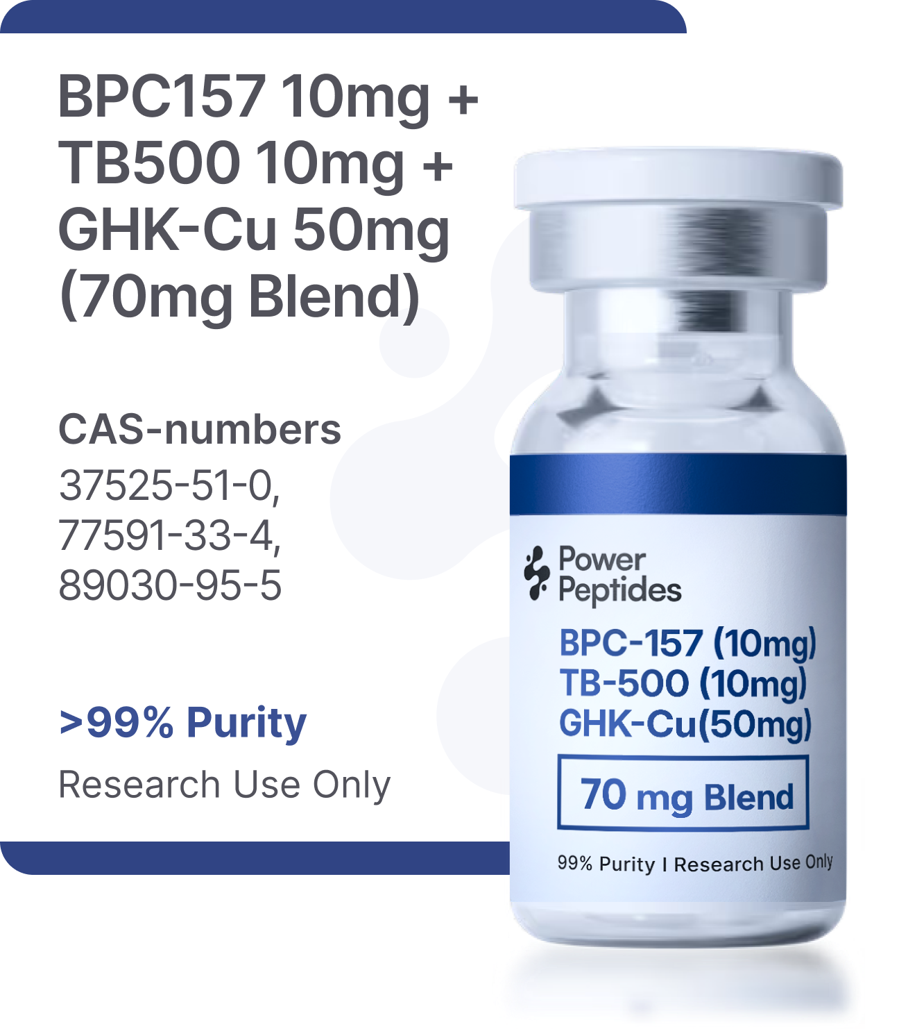 BPC-157 10mg + TB-500 10mg + GHK-Cu 50mg (70mg blend)